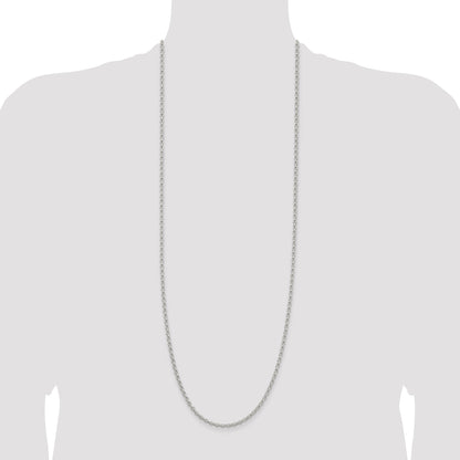 36 Inch Sterling Silver 2.75mm Oval Fancy Rolo Chain Necklace