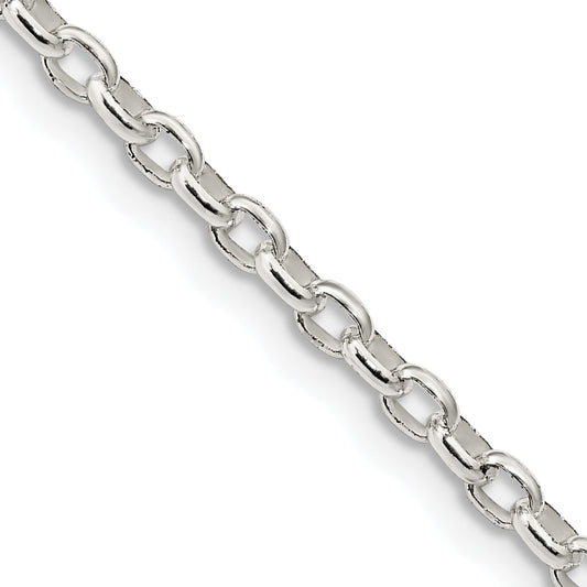 26 Inch Sterling Silver 2.75mm Oval Fancy Rolo Chain Necklace