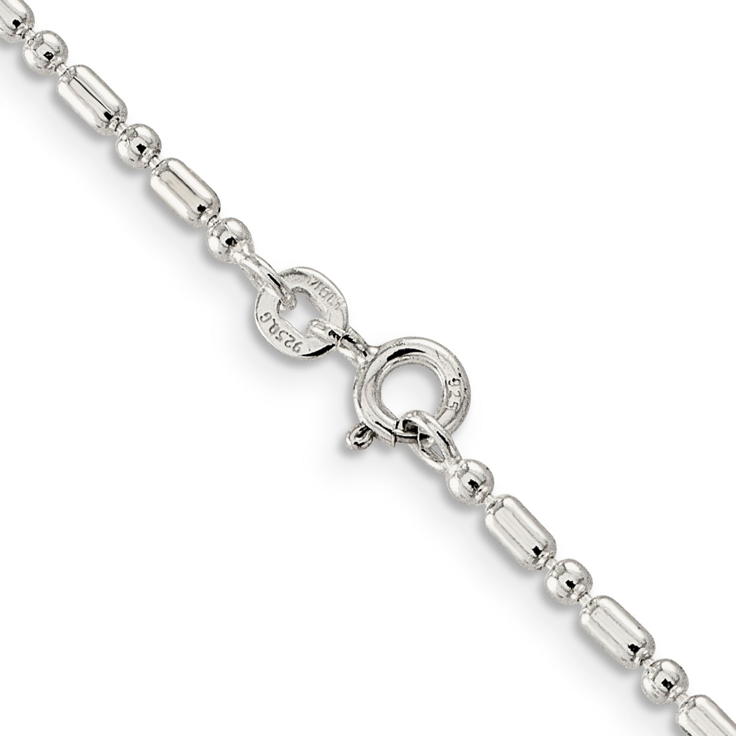 18 Inch Sterling Silver 2mm Fancy Beaded Chain Necklace