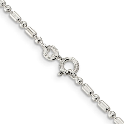 18 Inch Sterling Silver 2mm Fancy Beaded Chain Necklace