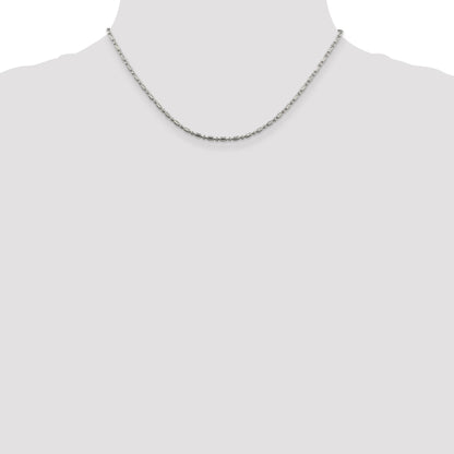 16 Inch Sterling Silver 2mm Fancy Beaded Chain Necklace