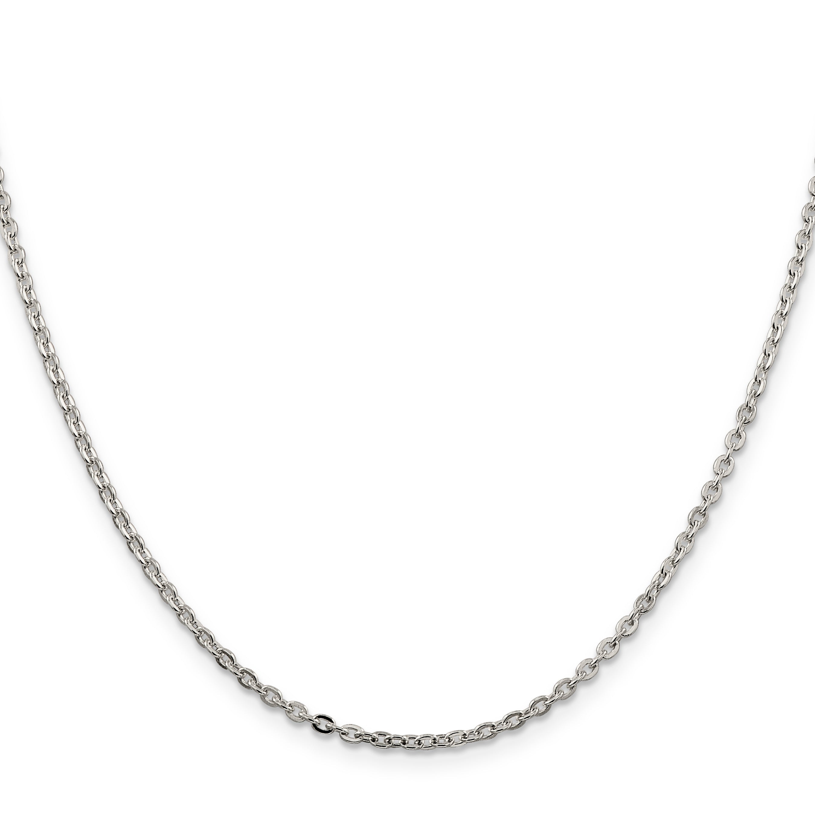 20 Inch Sterling Silver 2mm Flat Link Cable Chain Necklace
