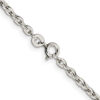 16 Inch Sterling Silver 2.75mm Flat Link Cable Chain Necklace