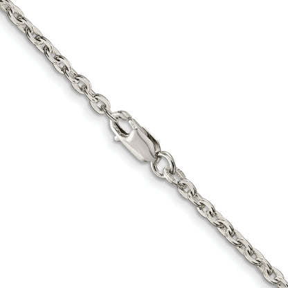 24 Inch Sterling Silver 2.75mm Flat Link Cable Chain Necklace