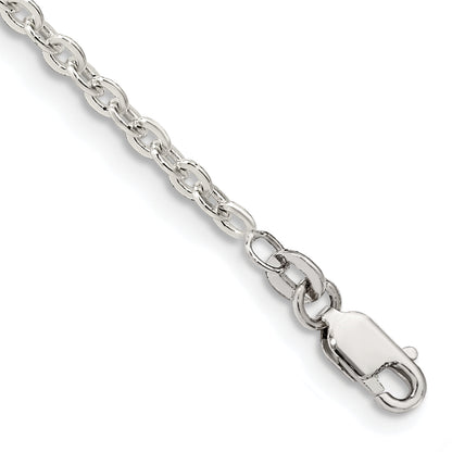 7 Inch Sterling Silver 2.75mm Flat Link Cable Chain Bracelet