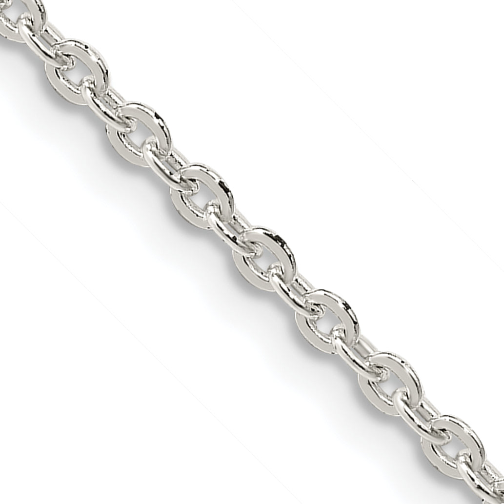 24 Inch Sterling Silver 2.75mm Flat Link Cable Chain Necklace
