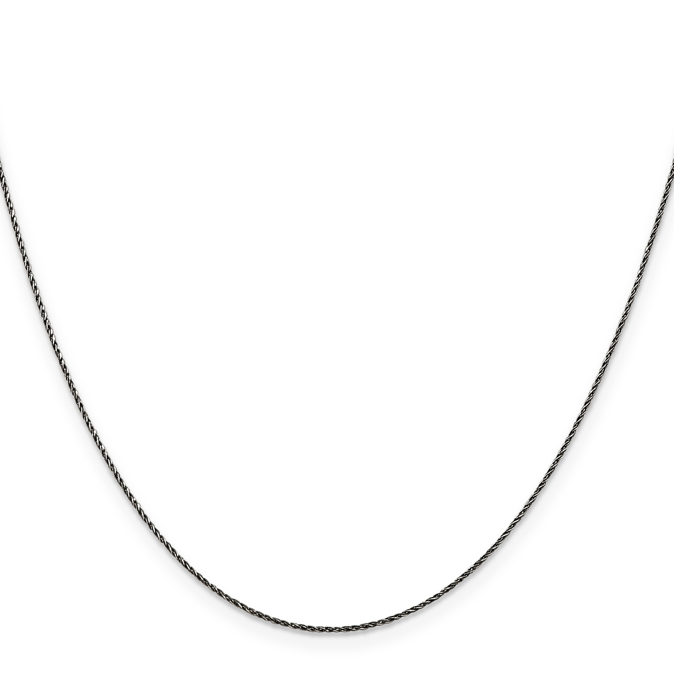 20 Inch Sterling Silver Ruthenium-Plated .75mm Twisted Tight Wheat Chain Necklace