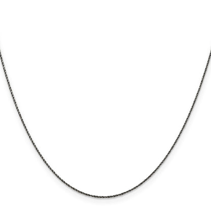 20 Inch Sterling Silver Ruthenium-Plated .75mm Twisted Tight Wheat Chain Necklace