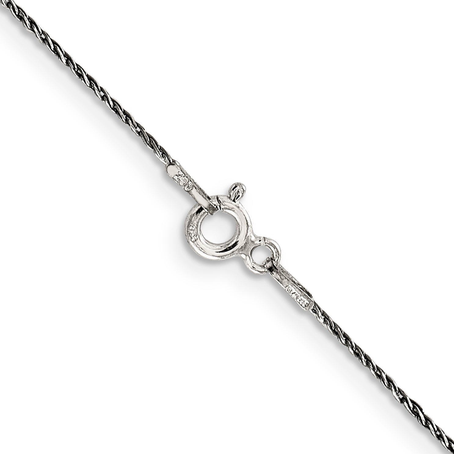 20 Inch Sterling Silver Ruthenium-Plated .75mm Twisted Tight Wheat Chain Necklace