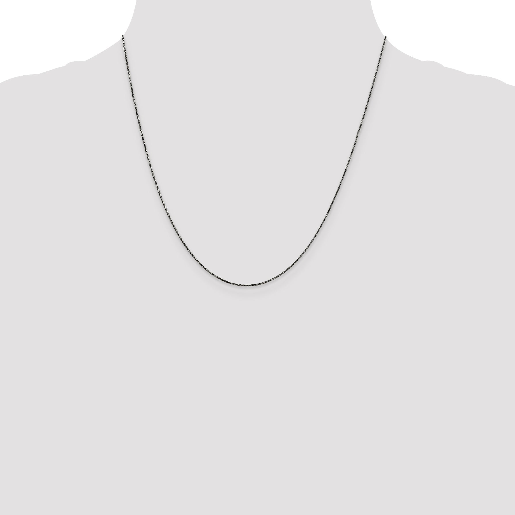 20 Inch Sterling Silver Ruthenium-Plated .75mm Twisted Tight Wheat Chain Necklace