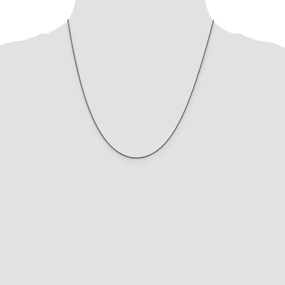 20 Inch Sterling Silver Ruthenium-Plated .75mm Twisted Tight Wheat Chain Necklace