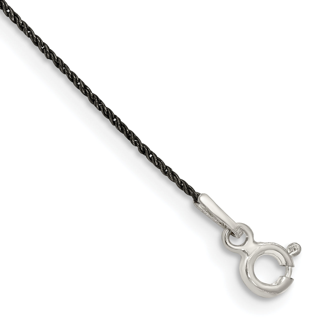 7 Inch Sterling Silver Ruthenium-Plated .75mm Twisted Tight Wheat Chain Bracelet