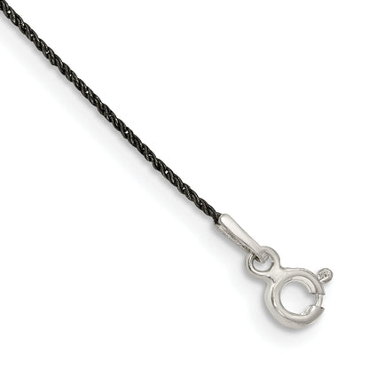 7 Inch Sterling Silver Ruthenium-Plated .75mm Twisted Tight Wheat Chain Bracelet