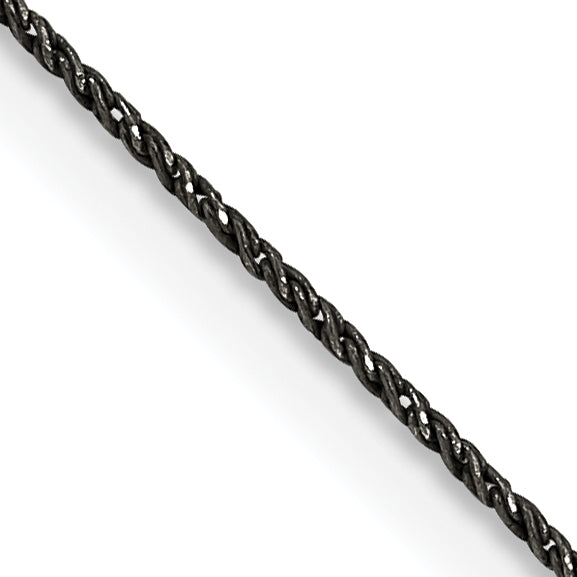 26 Inch Sterling Silver Ruthenium-Plated .75mm Twisted Tight Wheat Chain Necklace