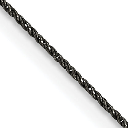 20 Inch Sterling Silver Ruthenium-Plated .75mm Twisted Tight Wheat Chain Necklace