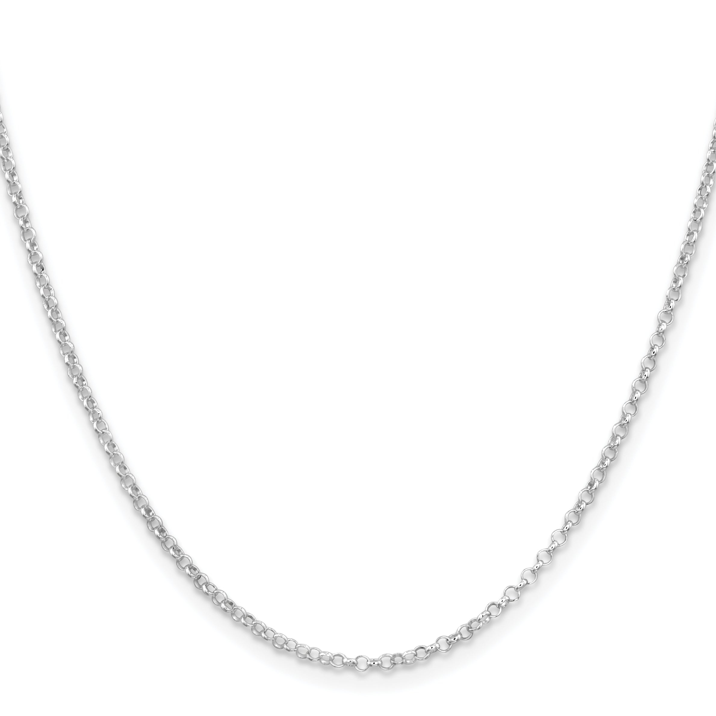 22 Inch Sterling Silver Rhodium-Plated 2mm Rolo Chain Necklace