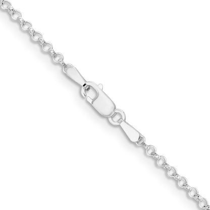 22 Inch Sterling Silver Rhodium-Plated 2mm Rolo Chain Necklace