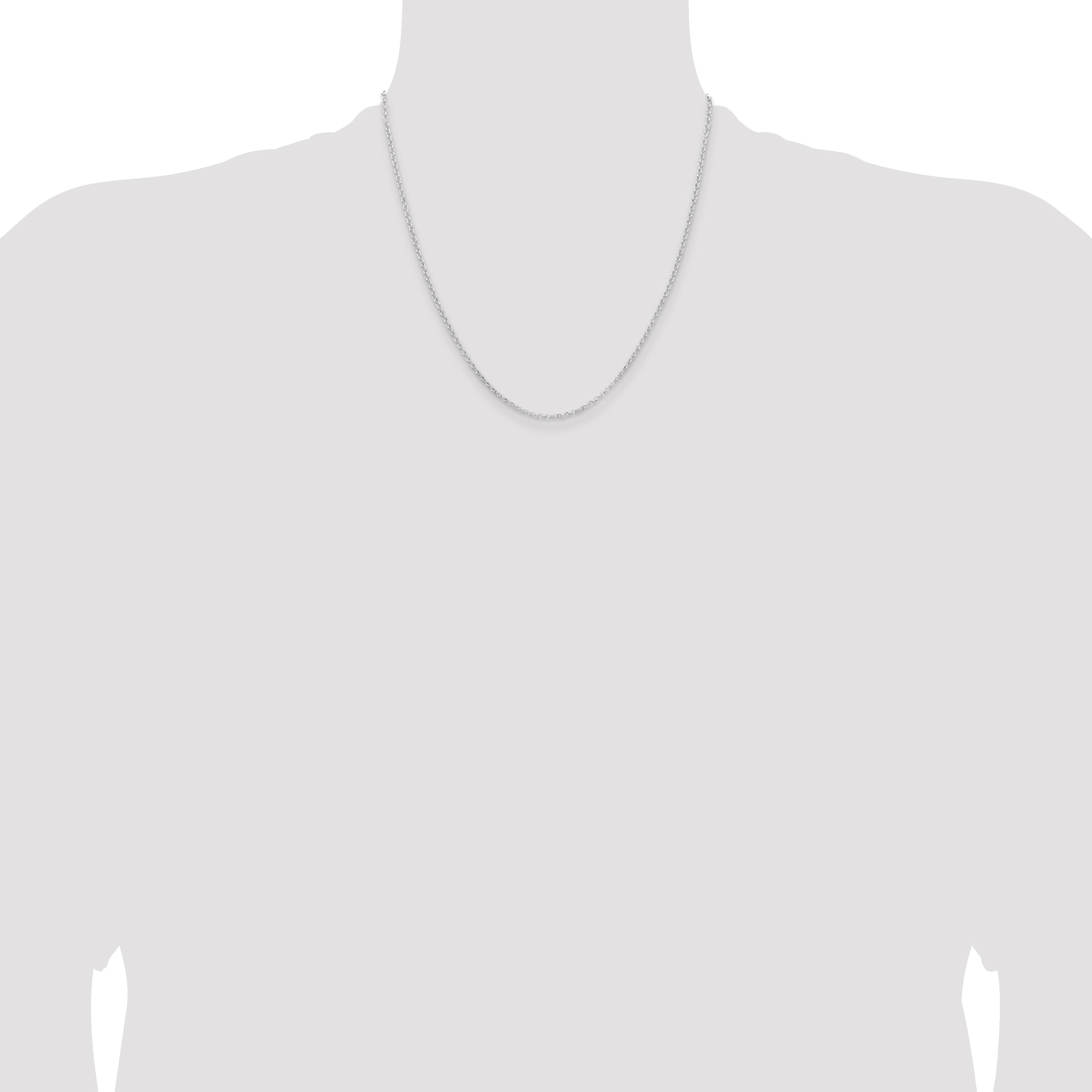 20 Inch Sterling Silver Rhodium-Plated 2mm Rolo Chain Necklace