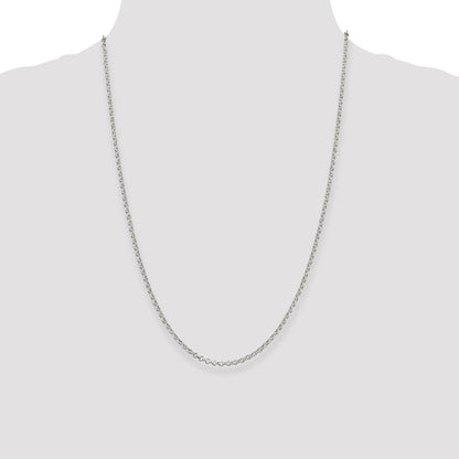 24 Inch Sterling Silver 2.8mm Rolo Chain Necklace