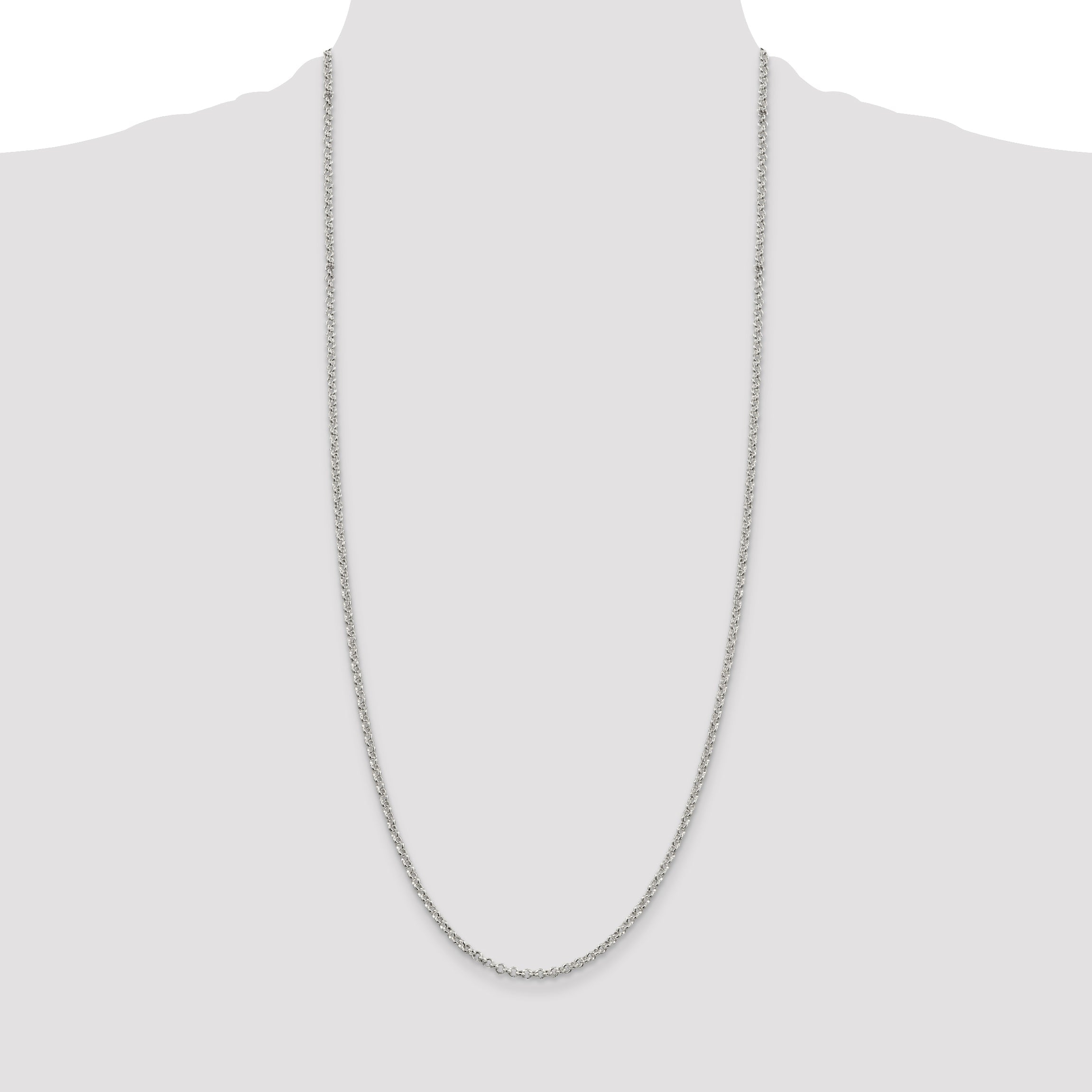 30 Inch Sterling Silver 2.8mm Rolo Chain Necklace