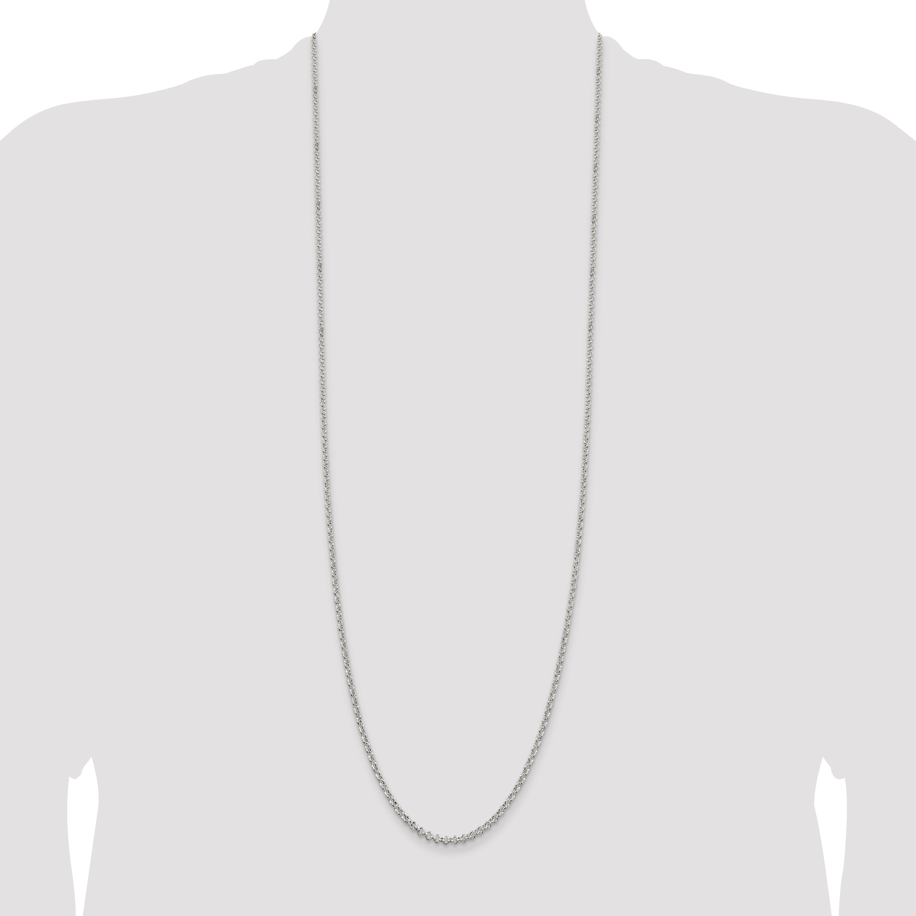 36 Inch Sterling Silver 2.5mm Rolo Chain Necklace