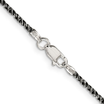 16 Inch Sterling Silver Ruthenium-Plated 1.7mm Twisted Tight Wheat Chain Necklace