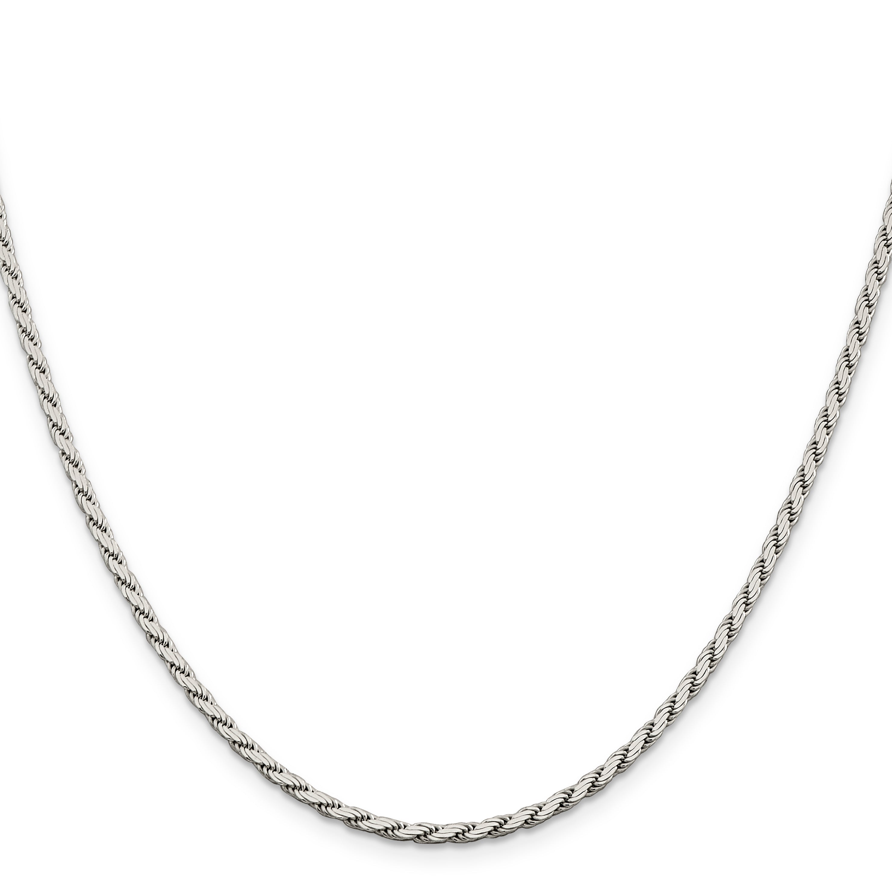16 Inch Sterling Silver 2.5mm Flat Rope Chain Necklace
