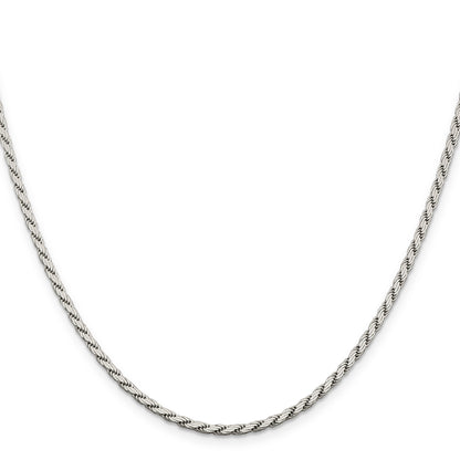 20 Inch Sterling Silver 2.5mm Flat Rope Chain Necklace