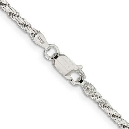 22 Inch Sterling Silver 2.5mm Flat Rope Chain Necklace