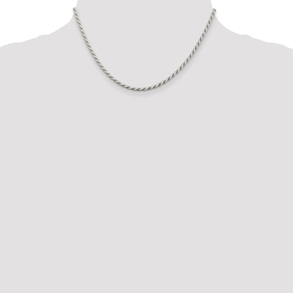 16 Inch Sterling Silver 2.5mm Flat Rope Chain Necklace