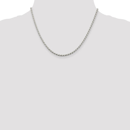 18 Inch Sterling Silver 2.5mm Flat Rope Chain Necklace