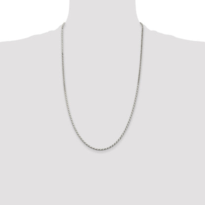 26 Inch Sterling Silver 2.5mm Flat Rope Chain Necklace