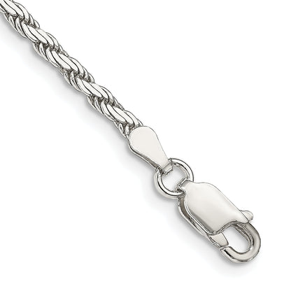7 Inch Sterling Silver 2.5mm Flat Rope Chain Bracelet