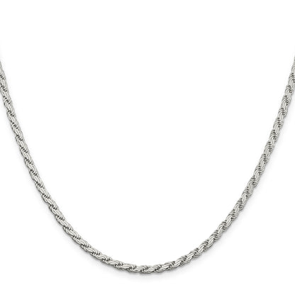 18 Inch Sterling Silver 3.1mm Flat Rope Chain Necklace