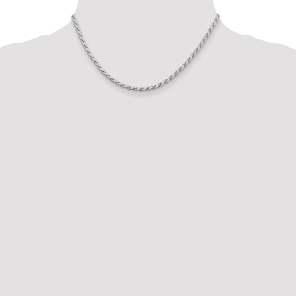 16 Inch Sterling Silver 3.1mm Flat Rope Chain Necklace