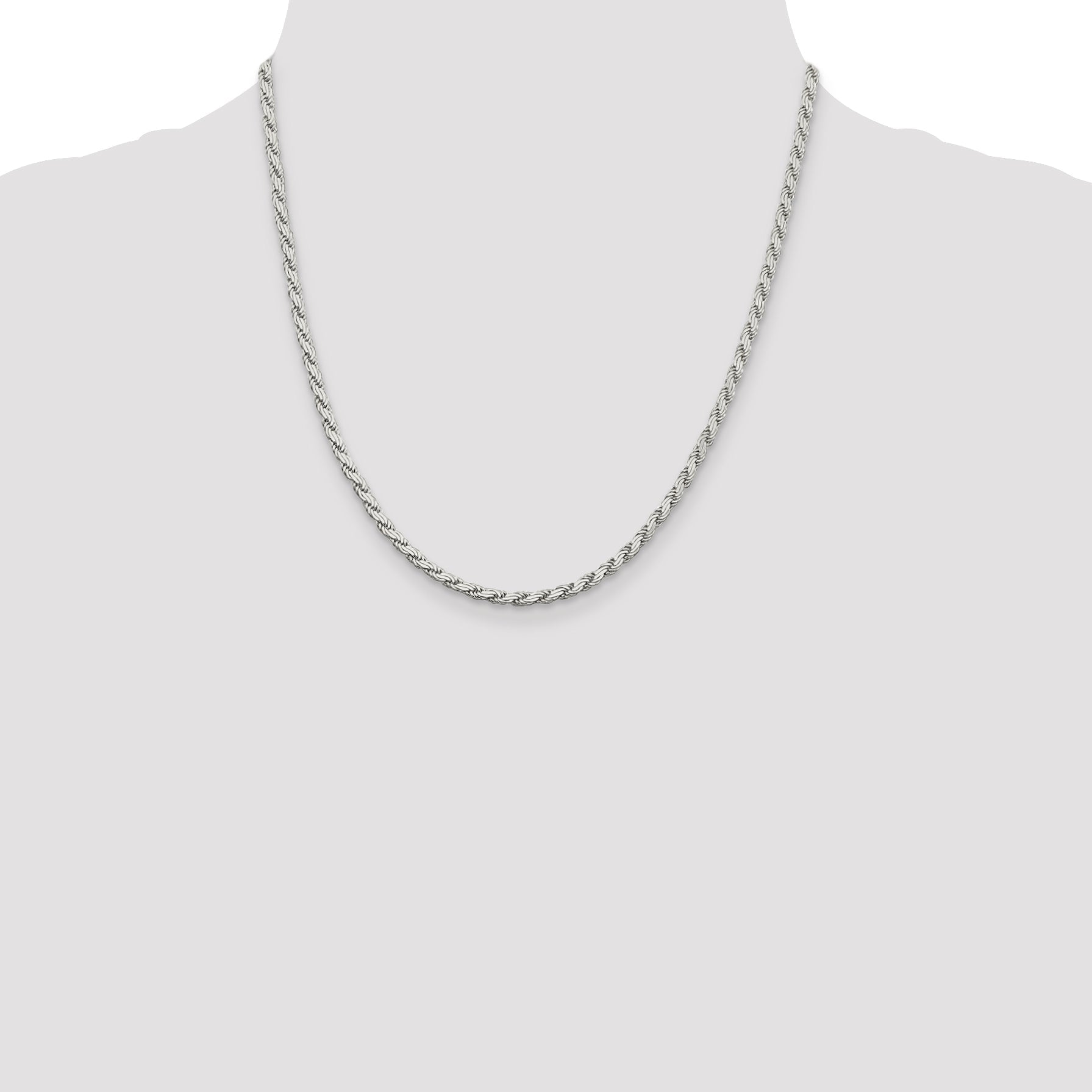 20 Inch Sterling Silver 3.1mm Flat Rope Chain Necklace