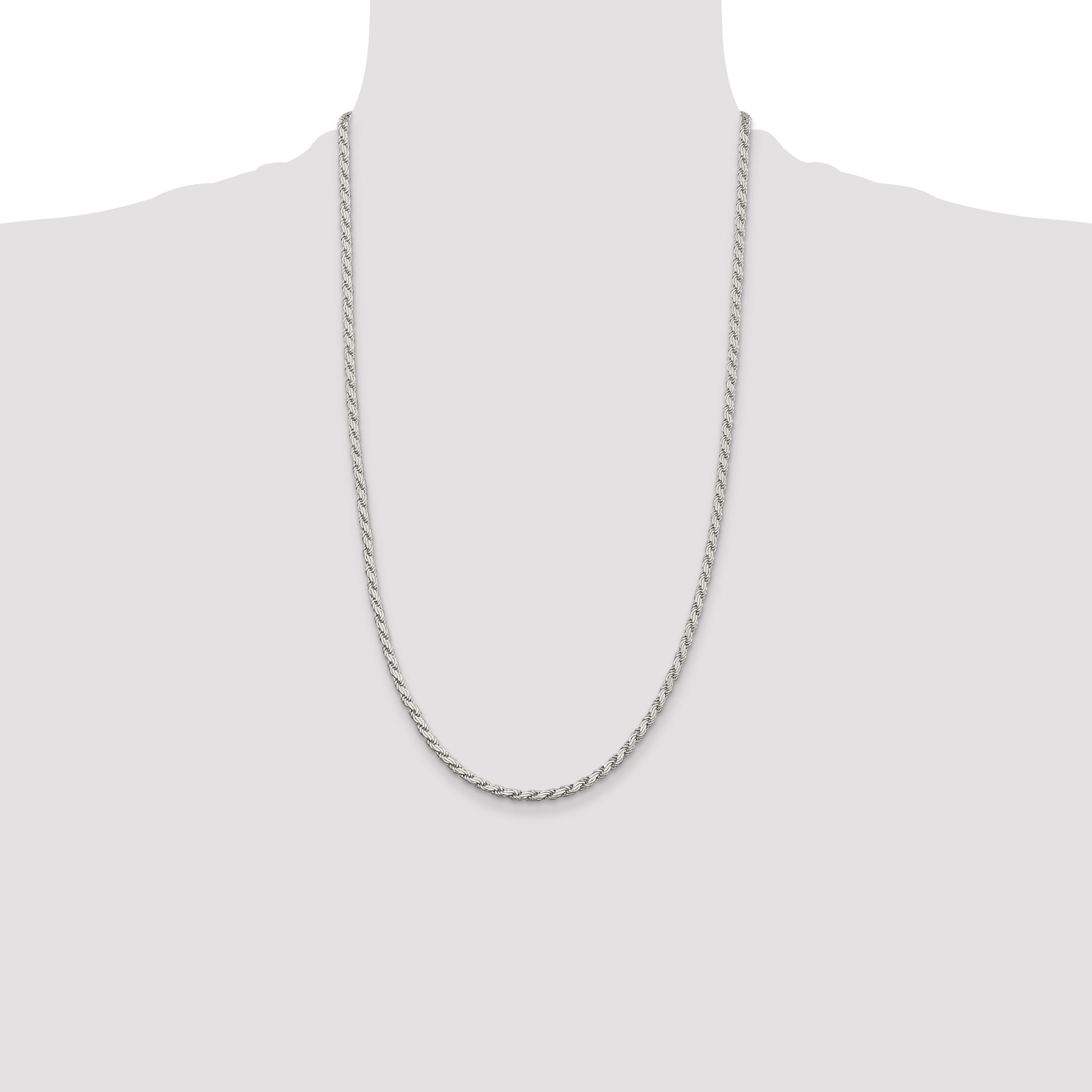 26 Inch Sterling Silver 3.1mm Flat Rope Chain Necklace