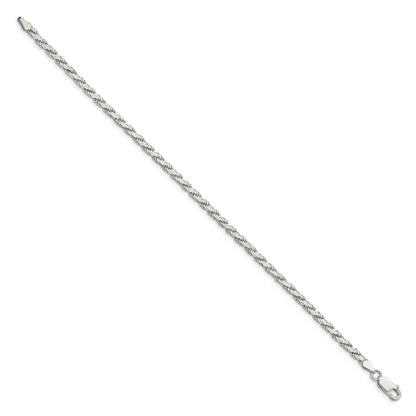 7 Inch Sterling Silver 3.1mm Flat Rope Chain Bracelet