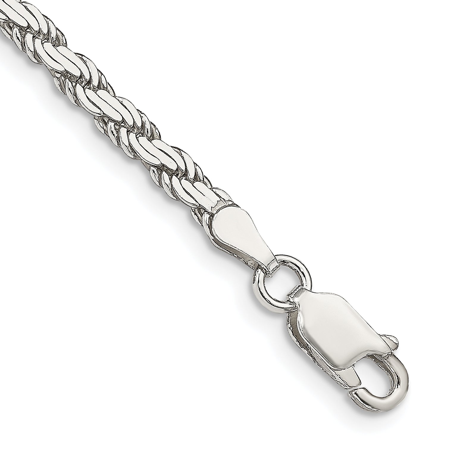 8 Inch Sterling Silver 3.1mm Flat Rope Chain Bracelet
