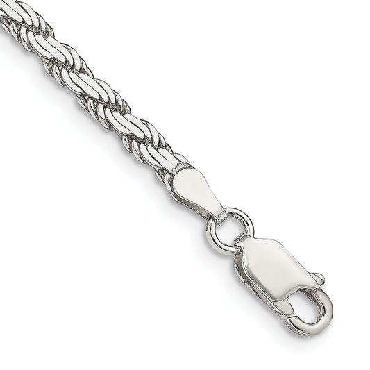 7 Inch Sterling Silver 3.1mm Flat Rope Chain Bracelet