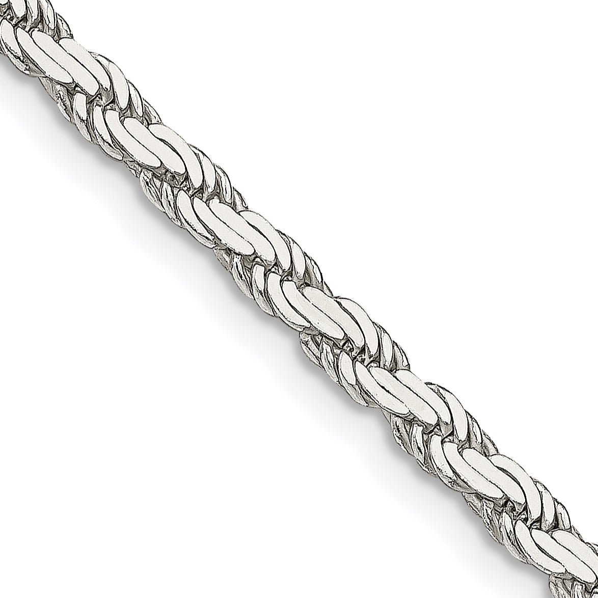 22 Inch Sterling Silver 3.1mm Flat Rope Chain Necklace