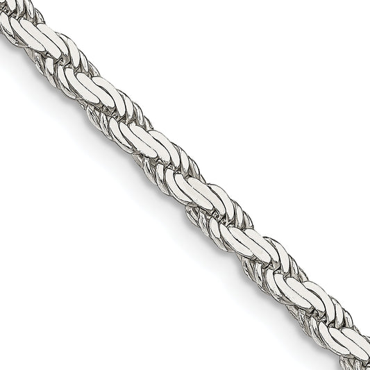 24 Inch Sterling Silver 3.1mm Flat Rope Chain Necklace