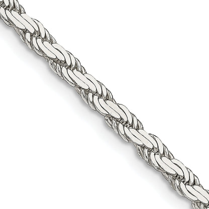 20 Inch Sterling Silver 3.1mm Flat Rope Chain Necklace