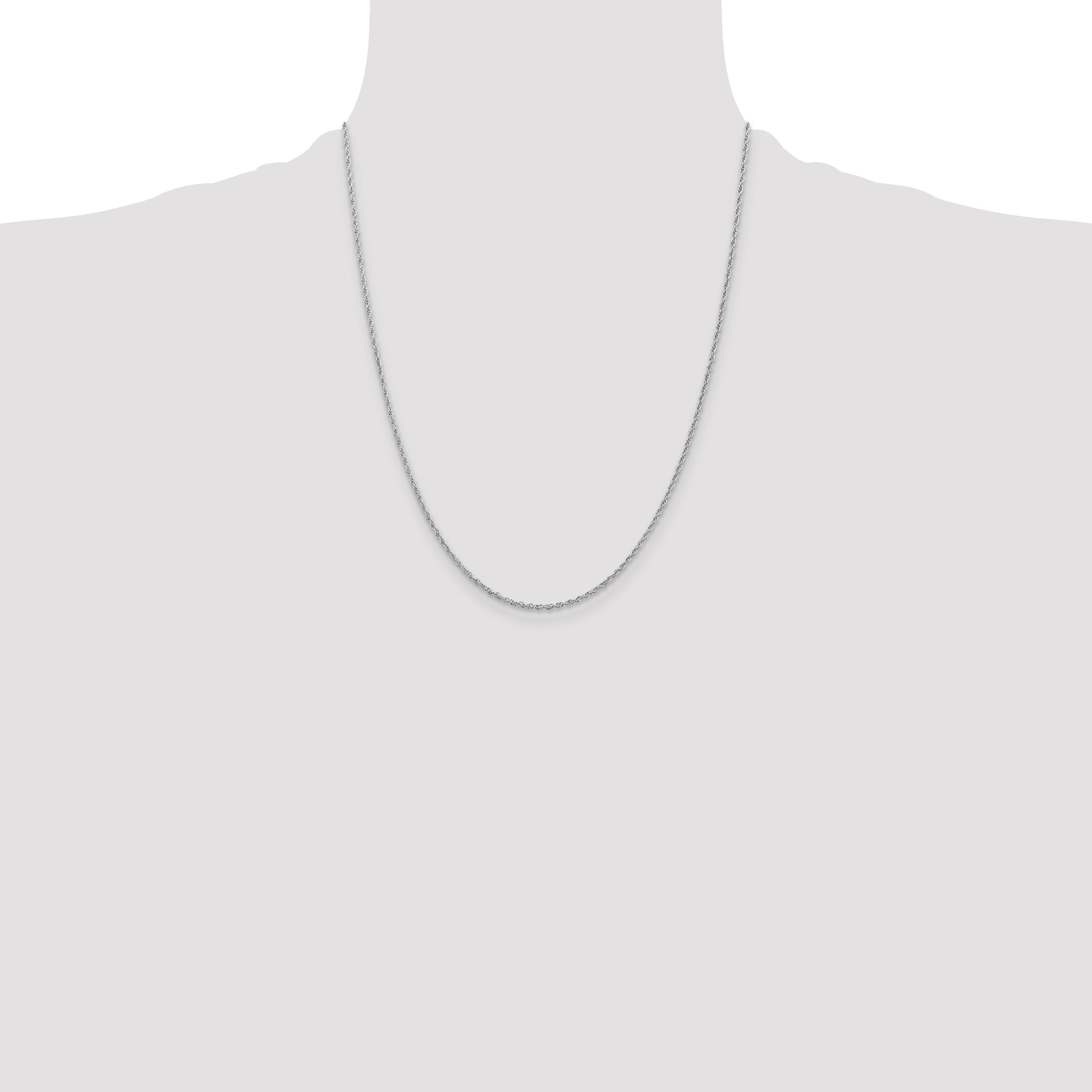 22 Inch Sterling Silver Rhodium-Plated 1.6mm Loose Rope Chain Necklace