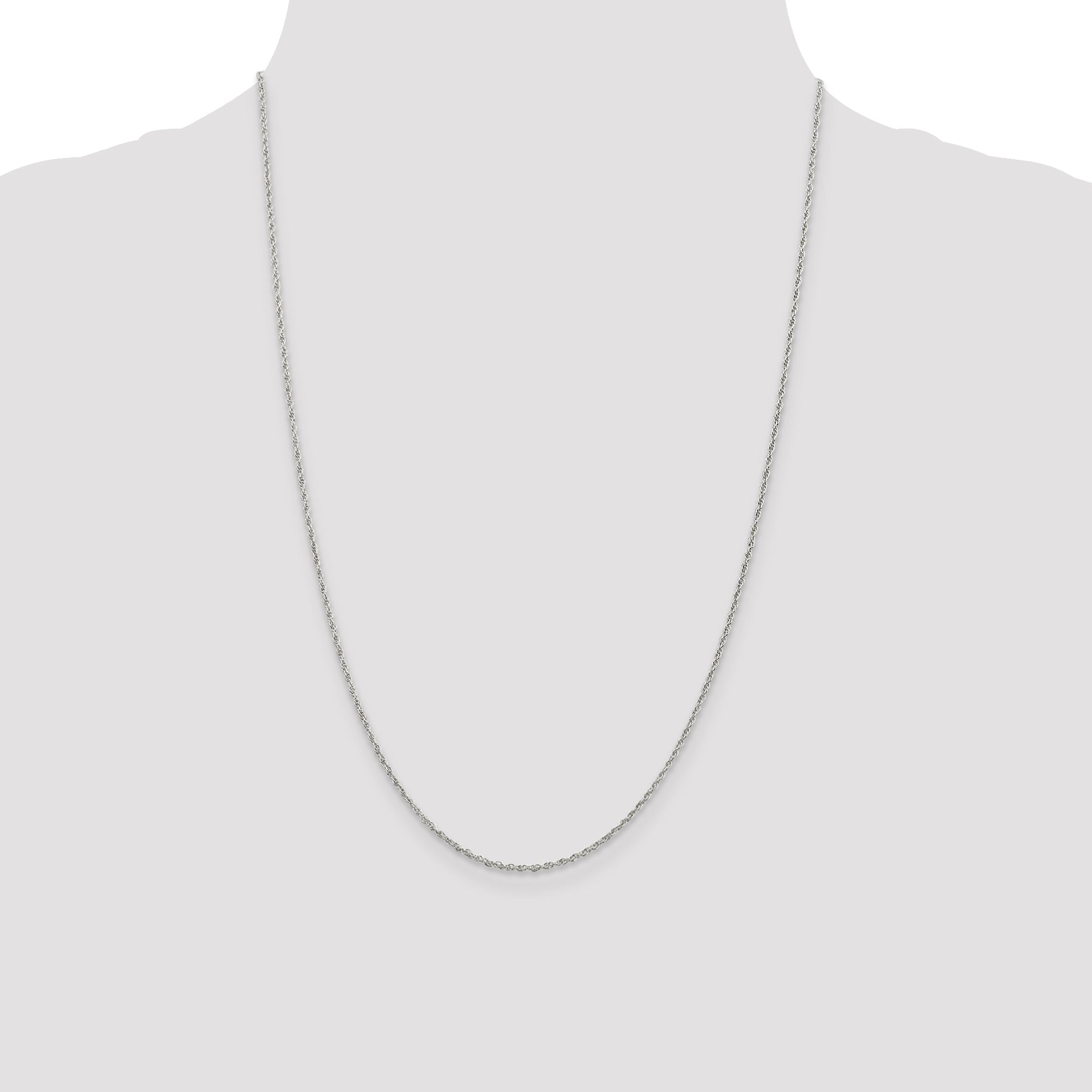 24 Inch Sterling Silver Rhodium-Plated 1.6mm Loose Rope Chain Necklace