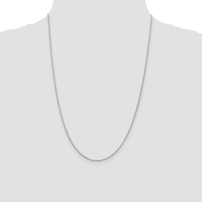 24 Inch Sterling Silver Rhodium-Plated 1.6mm Loose Rope Chain Necklace