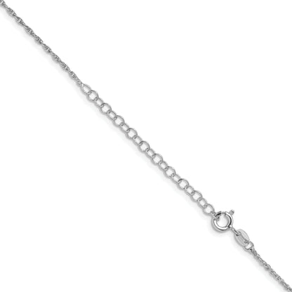18 Inch Sterling Silver Rhodium-Plated 1.6mm Loose Rope Chain W/2In Ext.