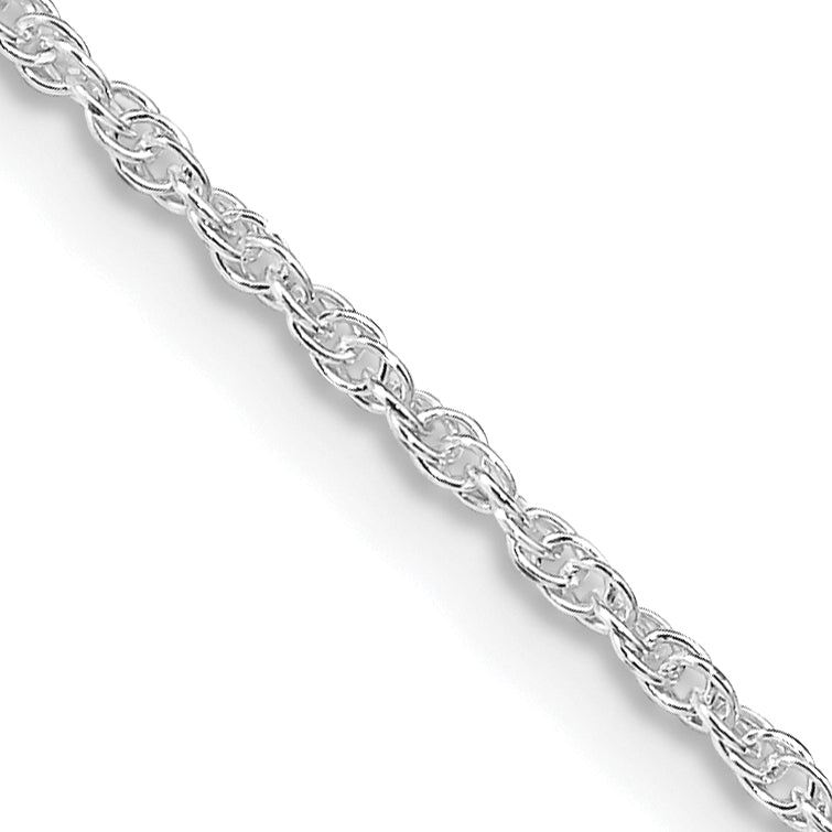 18 Inch Sterling Silver Rhodium-Plated 1.6mm Loose Rope Chain W/2In Ext.