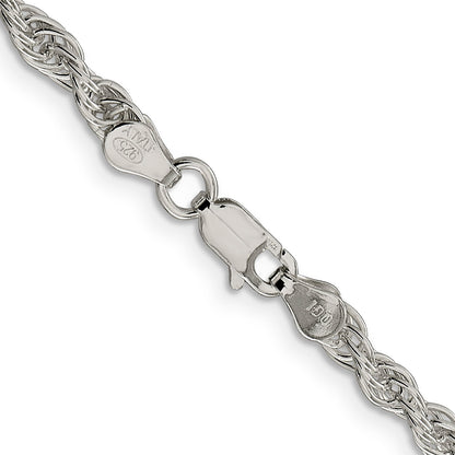 18 Inch Sterling Silver 3.8mm Loose Rope Chain Necklace