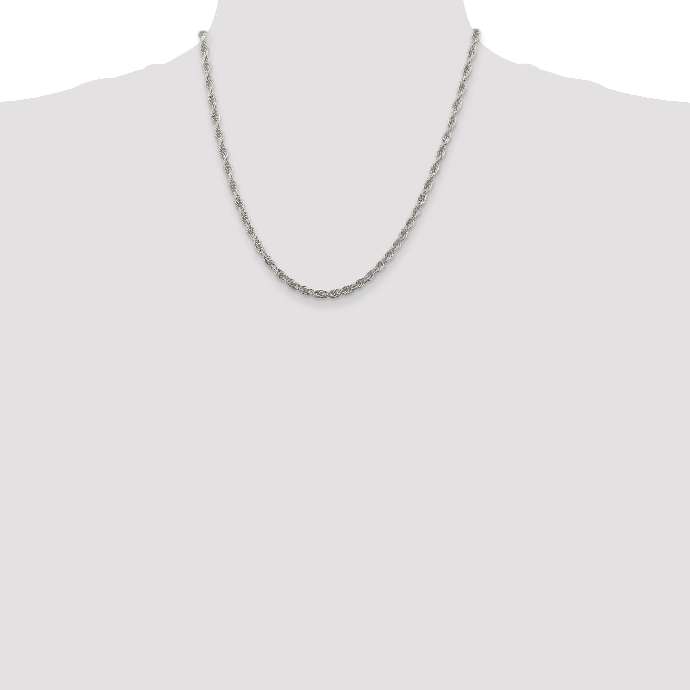 20 Inch Sterling Silver 3.8mm Loose Rope Chain Necklace